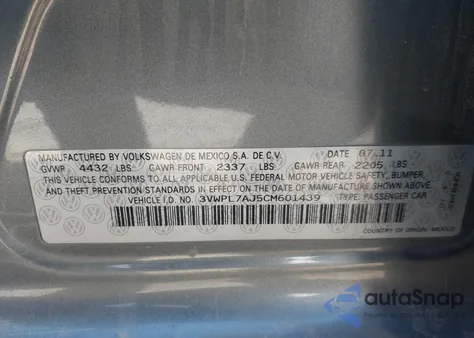 2012 Volkswagen Jetta Sportwagen 2.0L Tdi из США, поврежденный, VIN 3VWPL7AJ5CM601439